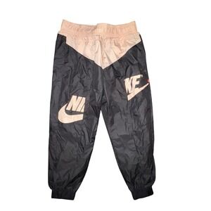 Nike Women's Woven Track‎ Pants Colorblock Beige Black Joggers Size L